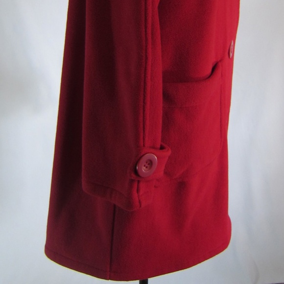 Stunning Red Fleece Button Front Long Jacket - Picture 5 of 6